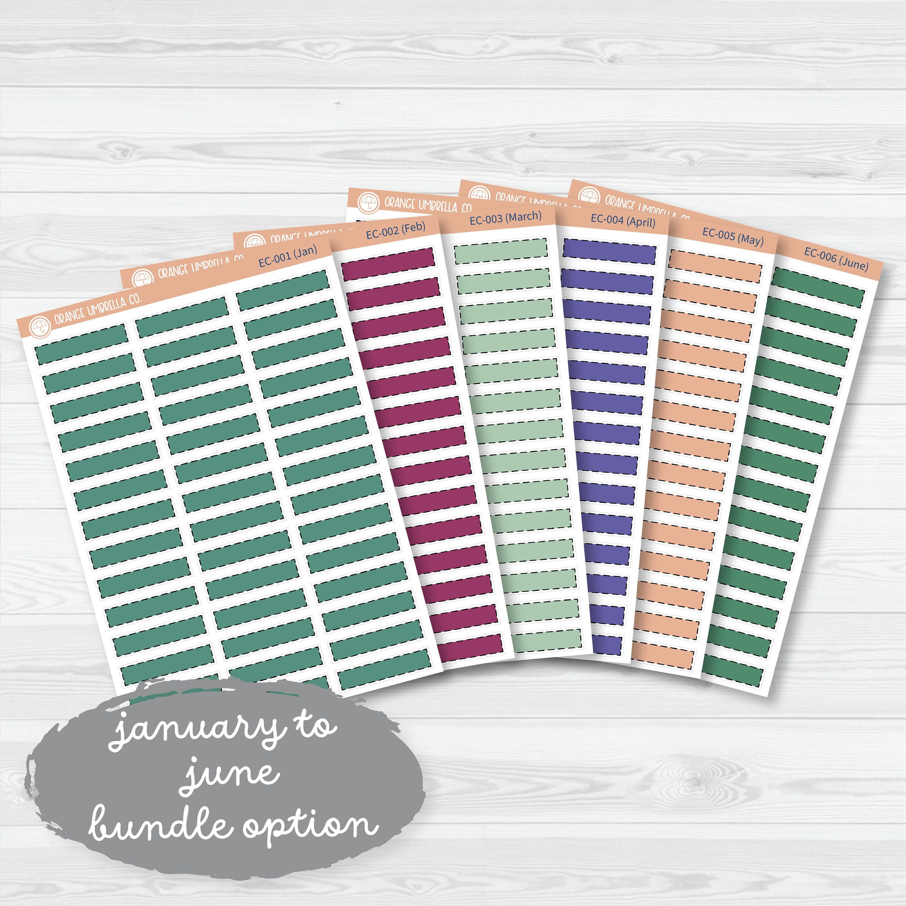 Stitched Skinny Label Planner Stickers | EC Palette | EC-001-006
