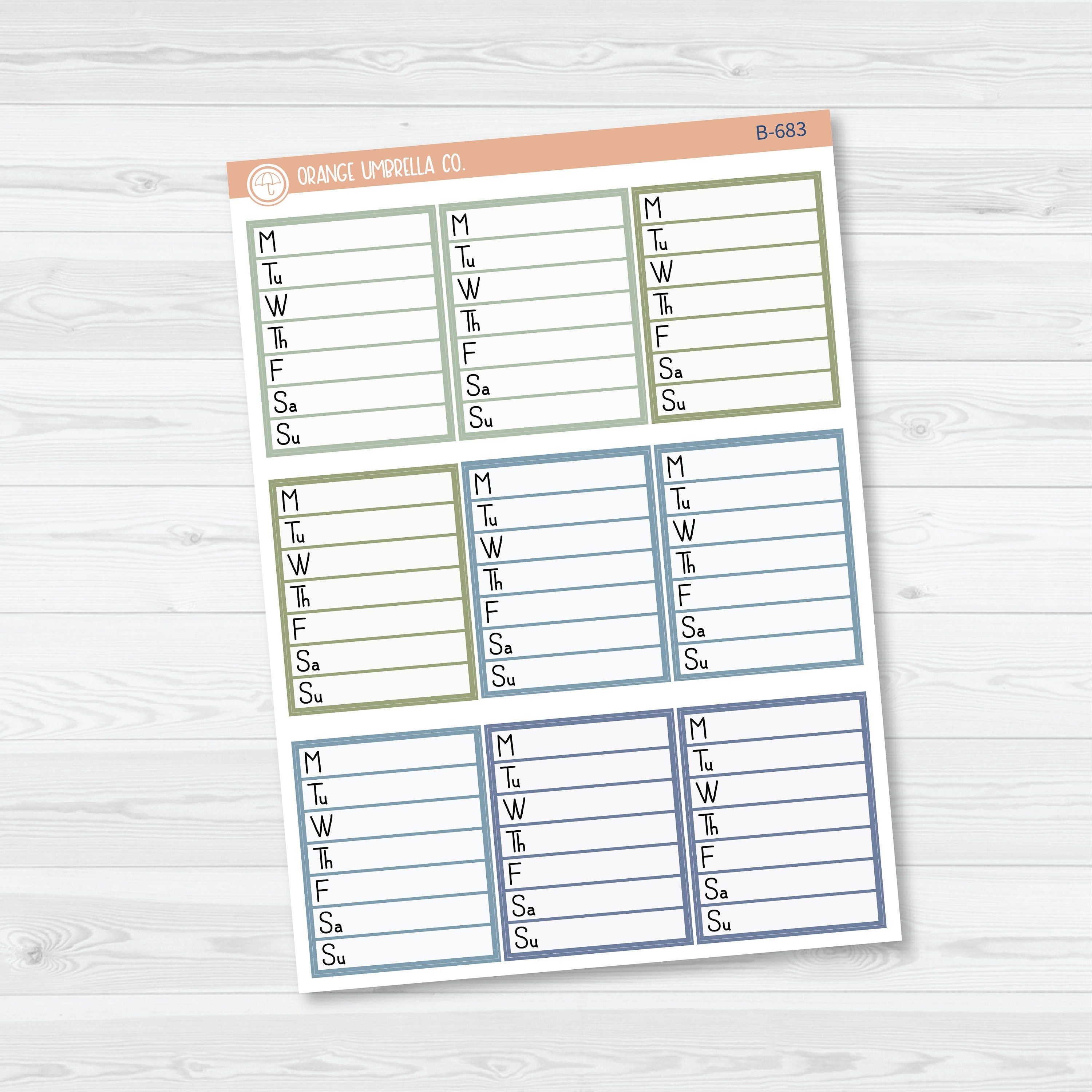 Side Bar Weekly Tracker Planner Stickers | F16 | B-682-B-685