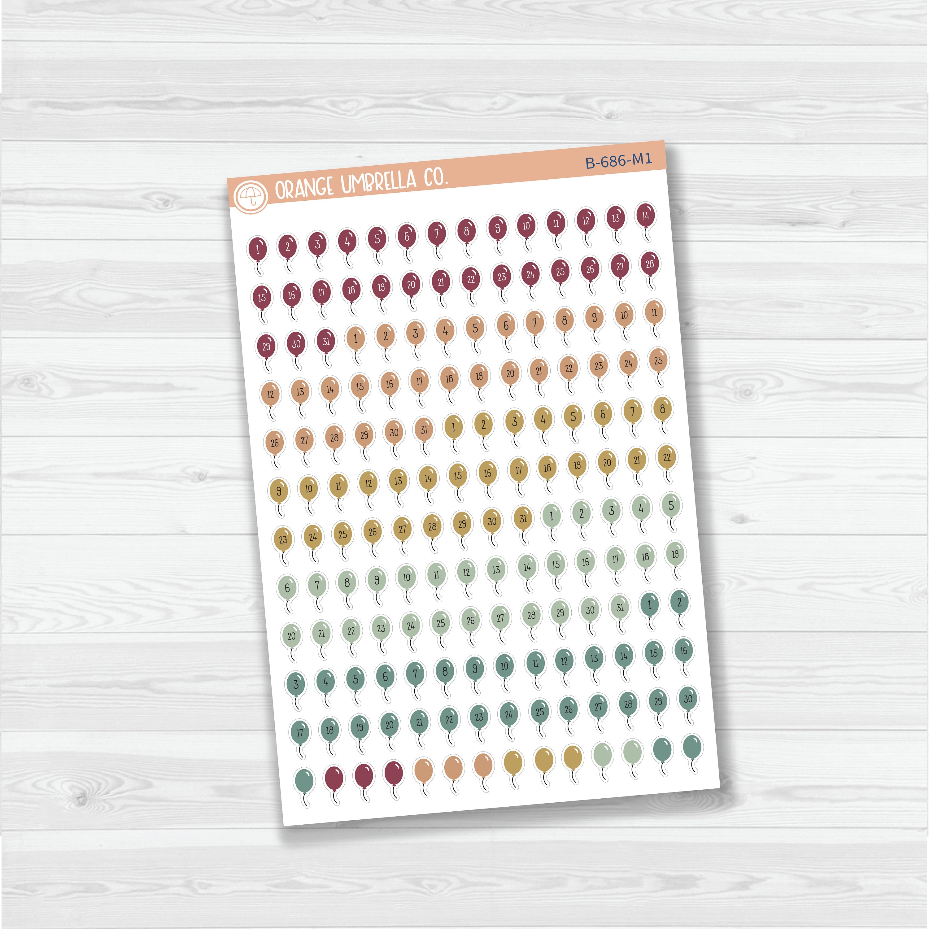 Birthday Balloon Date Dots | 5 Months Planner Stickers | B-686