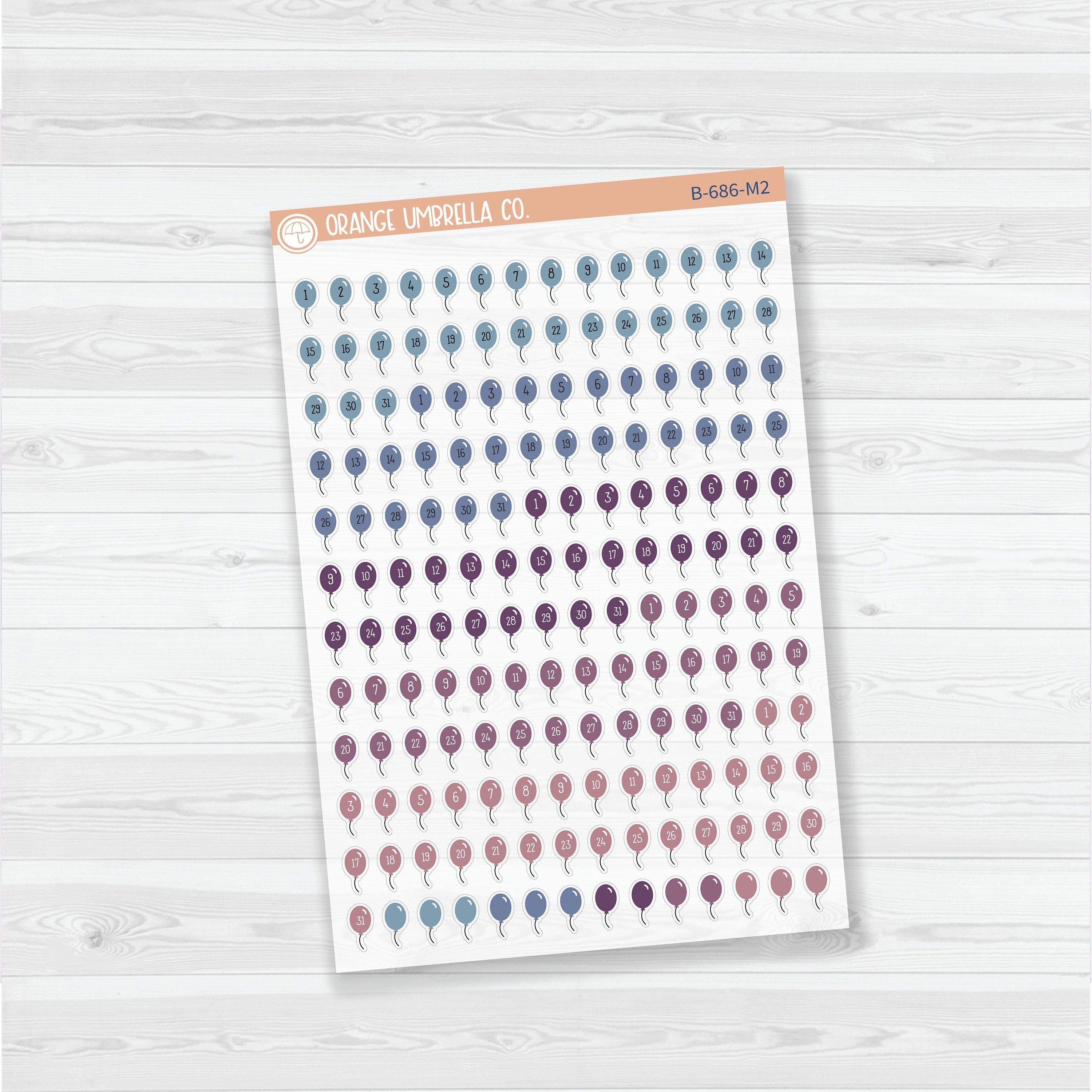 Birthday Balloon Date Dots | Clear Matte | 5 Months Planner Stickers | B-686-CM