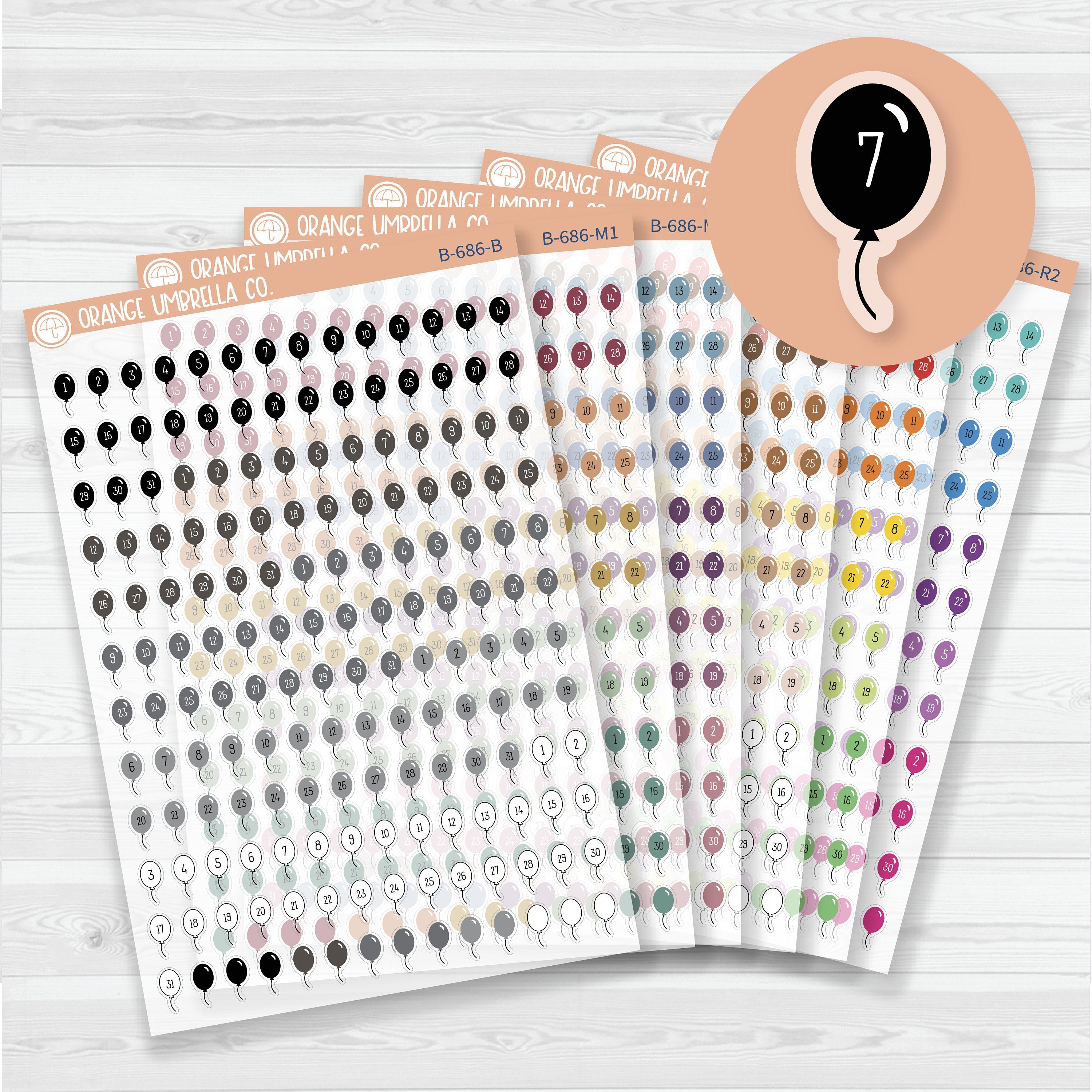 Birthday Balloon Date Dots | Clear Matte | 5 Months Planner Stickers | B-686-CM