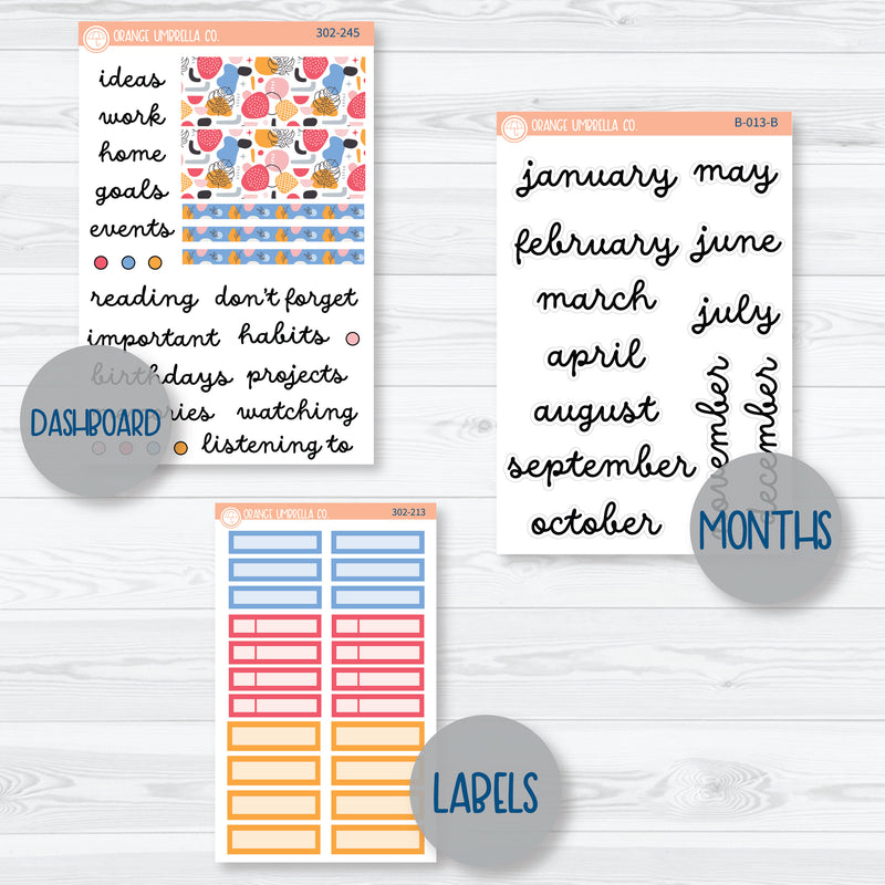 Amalie | Bright Pink A5 EC Monthly & Dashboard Planner Kit Stickers | 302-241