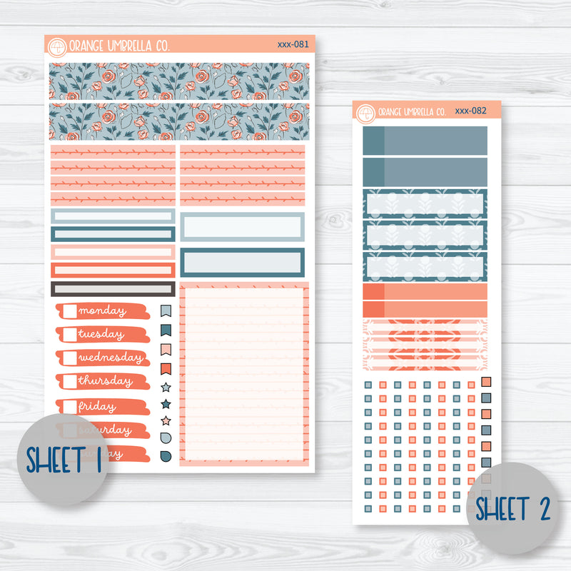 Just Breathe | Floral Compact Vertical Planner Kit Stickers for Erin Condren | 304-081