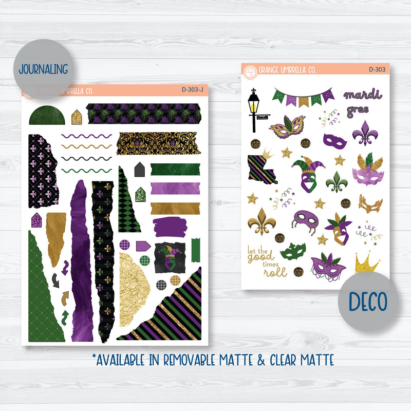 Party Gras | Mardi Gras Kit Deco Journaling Planner Stickers | D-303