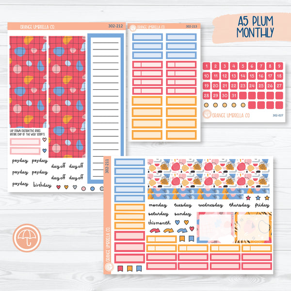 Amalie | Bright Monthly A5 Plum Monthly Planner Kit Stickers | 302-211