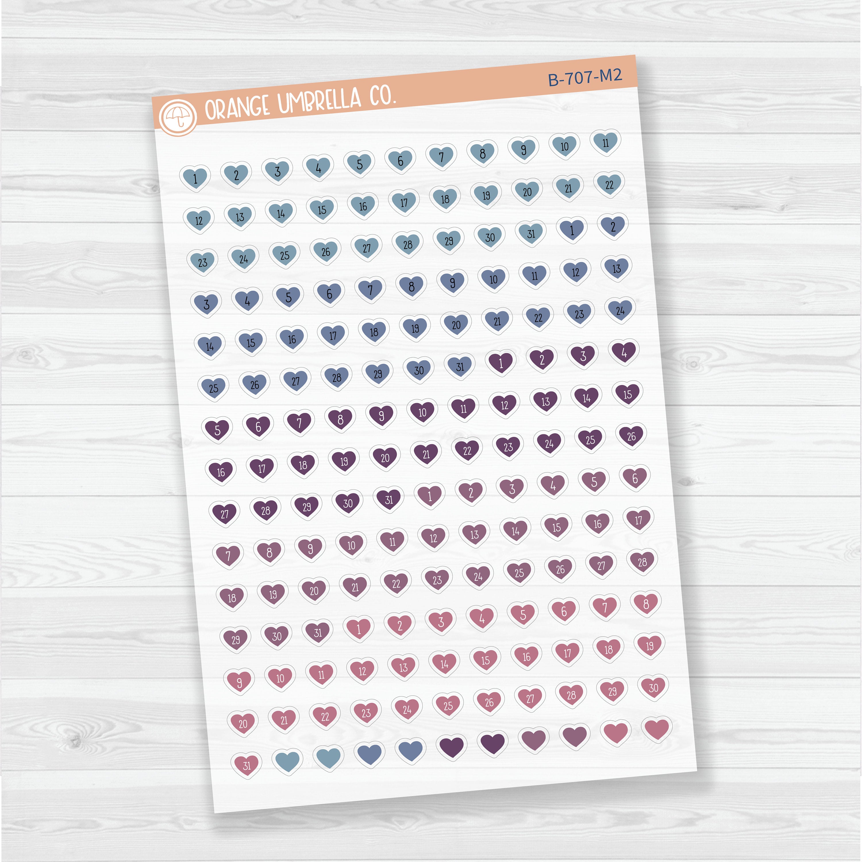 Heart Date Dots | Clear Matte | 5 Months Planner Stickers | B-707-CM