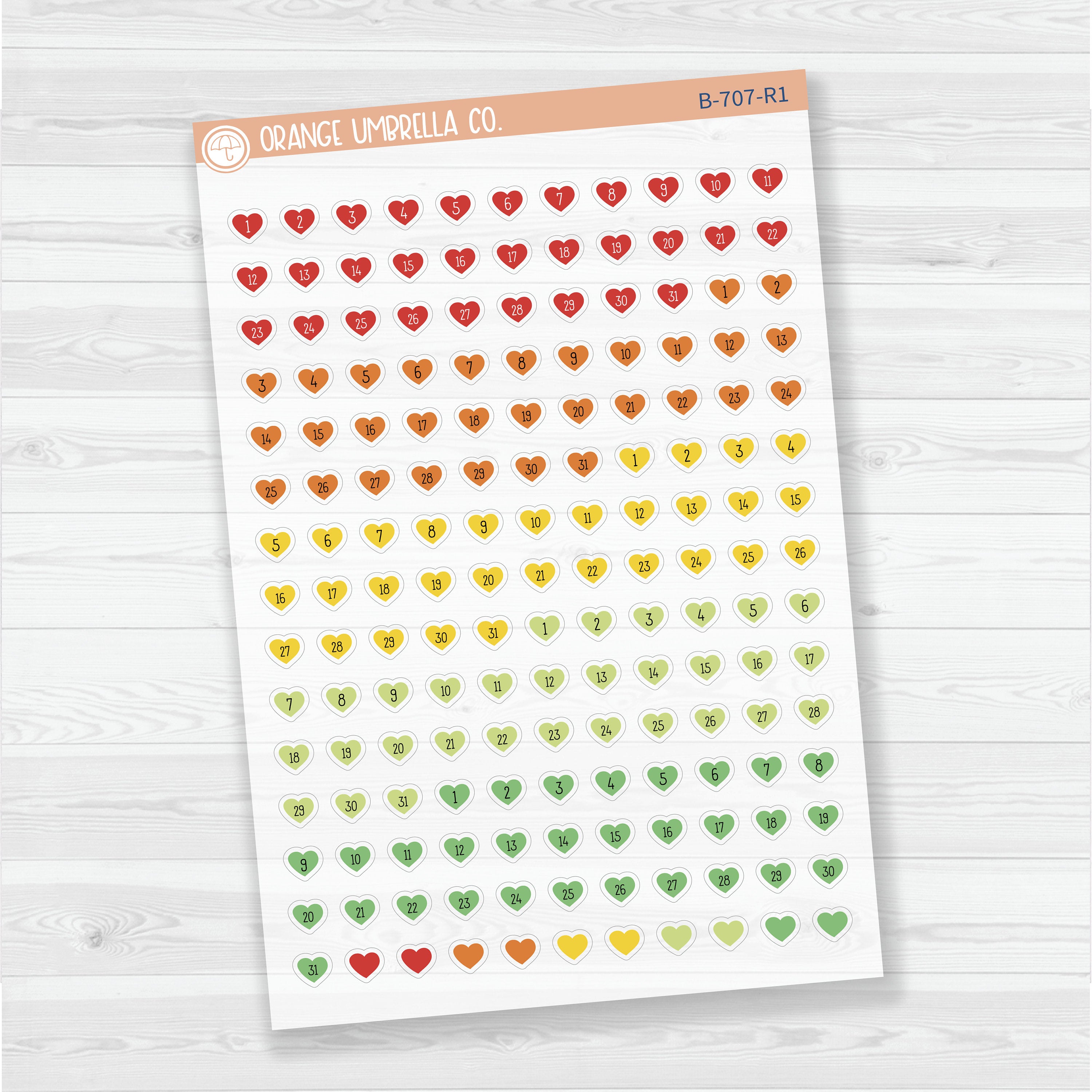 Heart Date Dots | Clear Matte | 5 Months Planner Stickers | B-707-CM