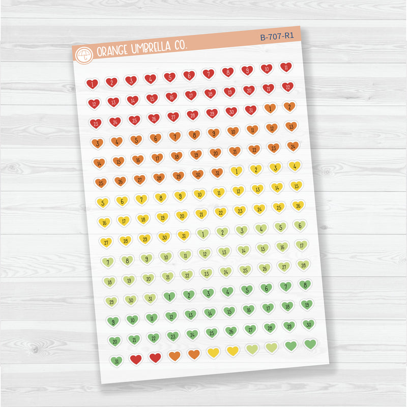 Heart Date Dots | Clear Matte | 5 Months Planner Stickers | B-707-CM
