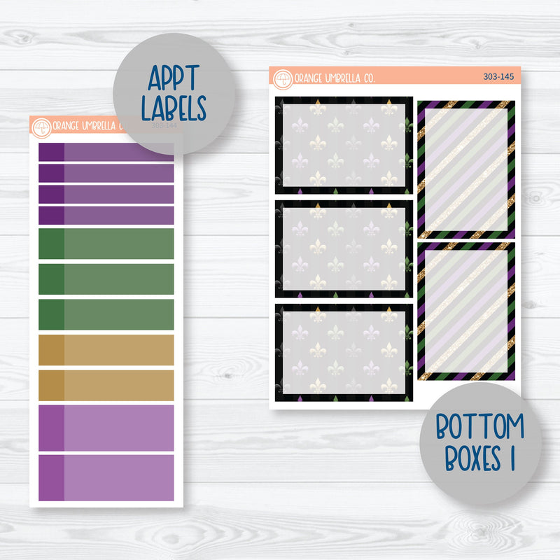 Party Gras | Mardi Gras A5 Plum Daily Planner Kit Stickers | 303-141
