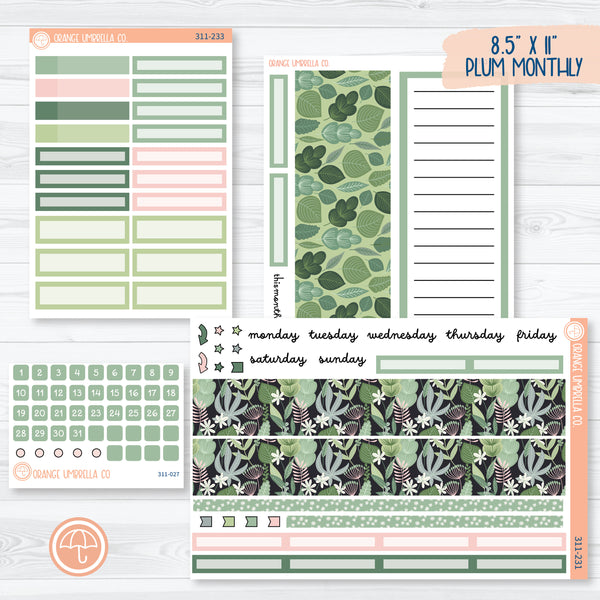 Optimistic | Spring Plant 8.5x11 Plum Monthly Planner Kit Stickers | 311-231