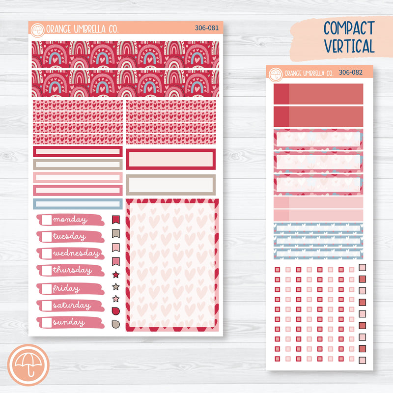Lovestruck | Valentine's Day Compact Vertical Planner Kit Stickers for Erin Condren | 306-081