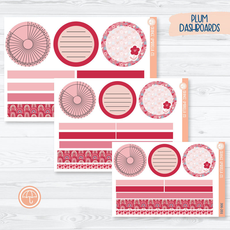 Lovestruck | Valentine's Day Plum Dashboards Planner Kit Stickers | 306-201