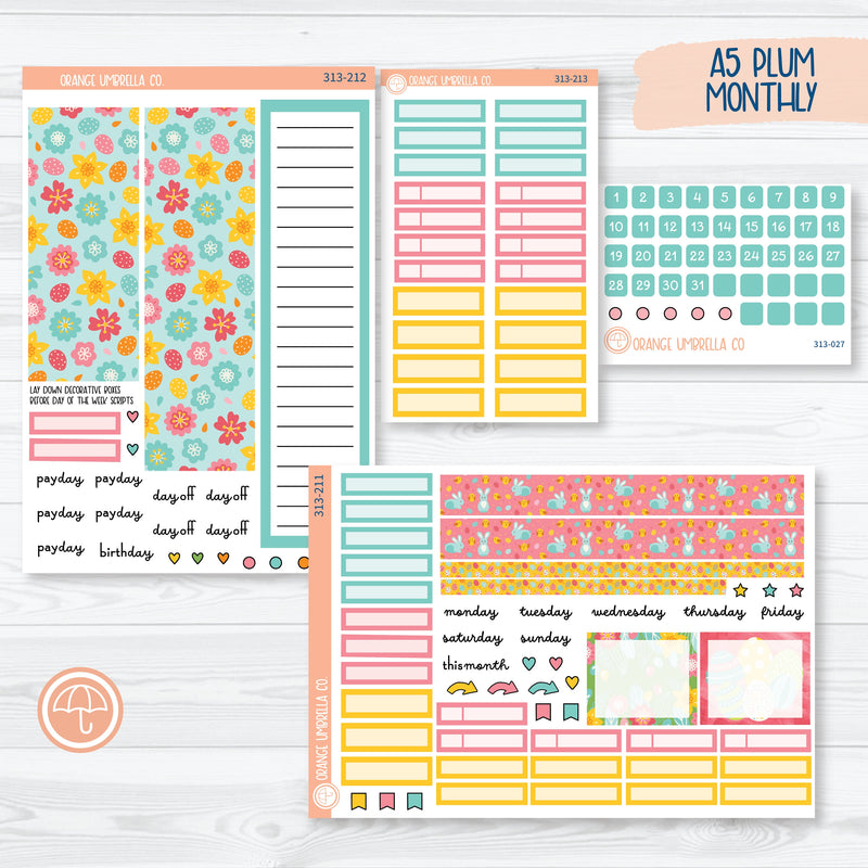 Easter A5 Plum Monthly Planner Kit Stickers | Hatching A Plan | 313-211