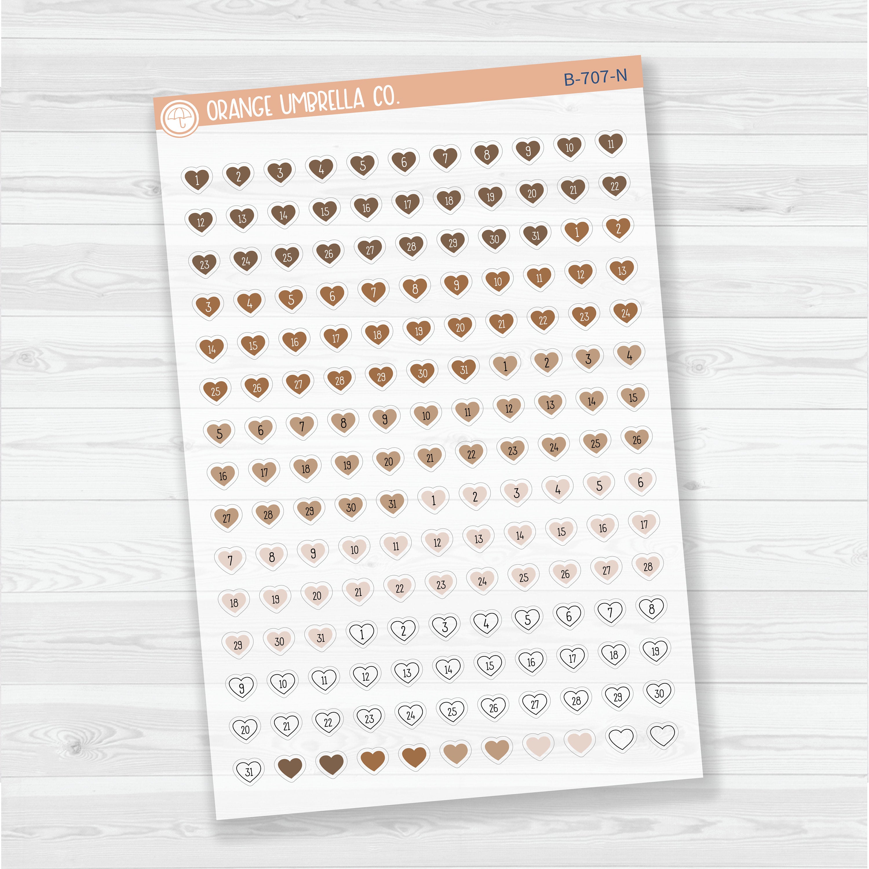 Heart Date Dots | Clear Matte | 5 Months Planner Stickers | B-707-CM