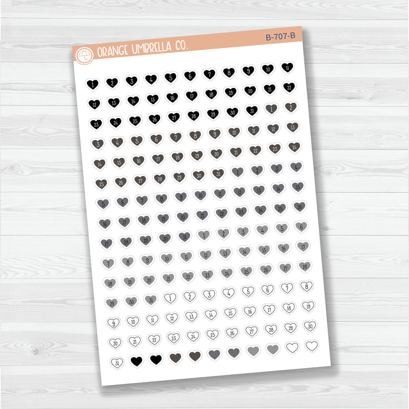 Heart Date Dots | 5 Months Planner Stickers | B-707