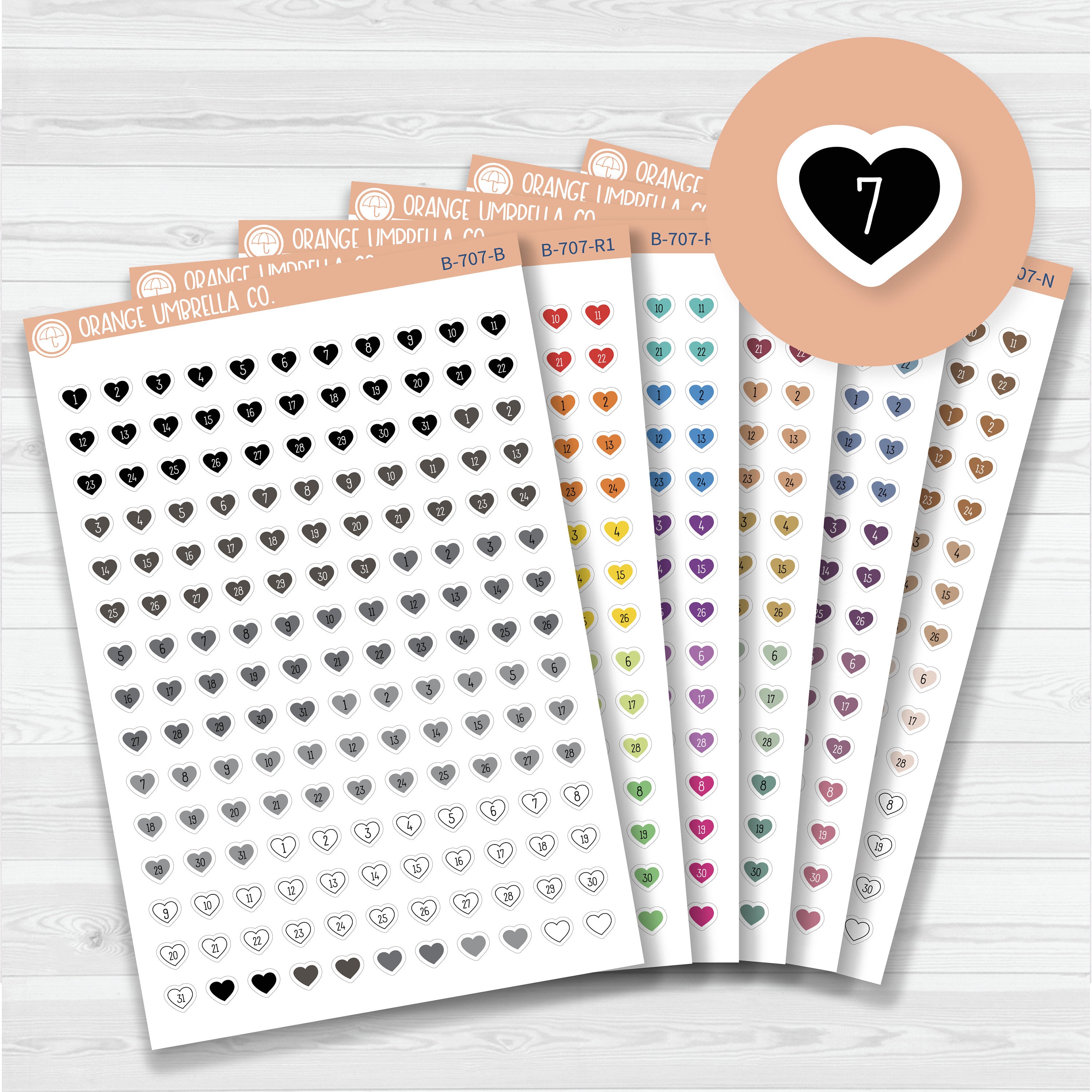 Heart Date Dots, 5 Months Planner Stickers