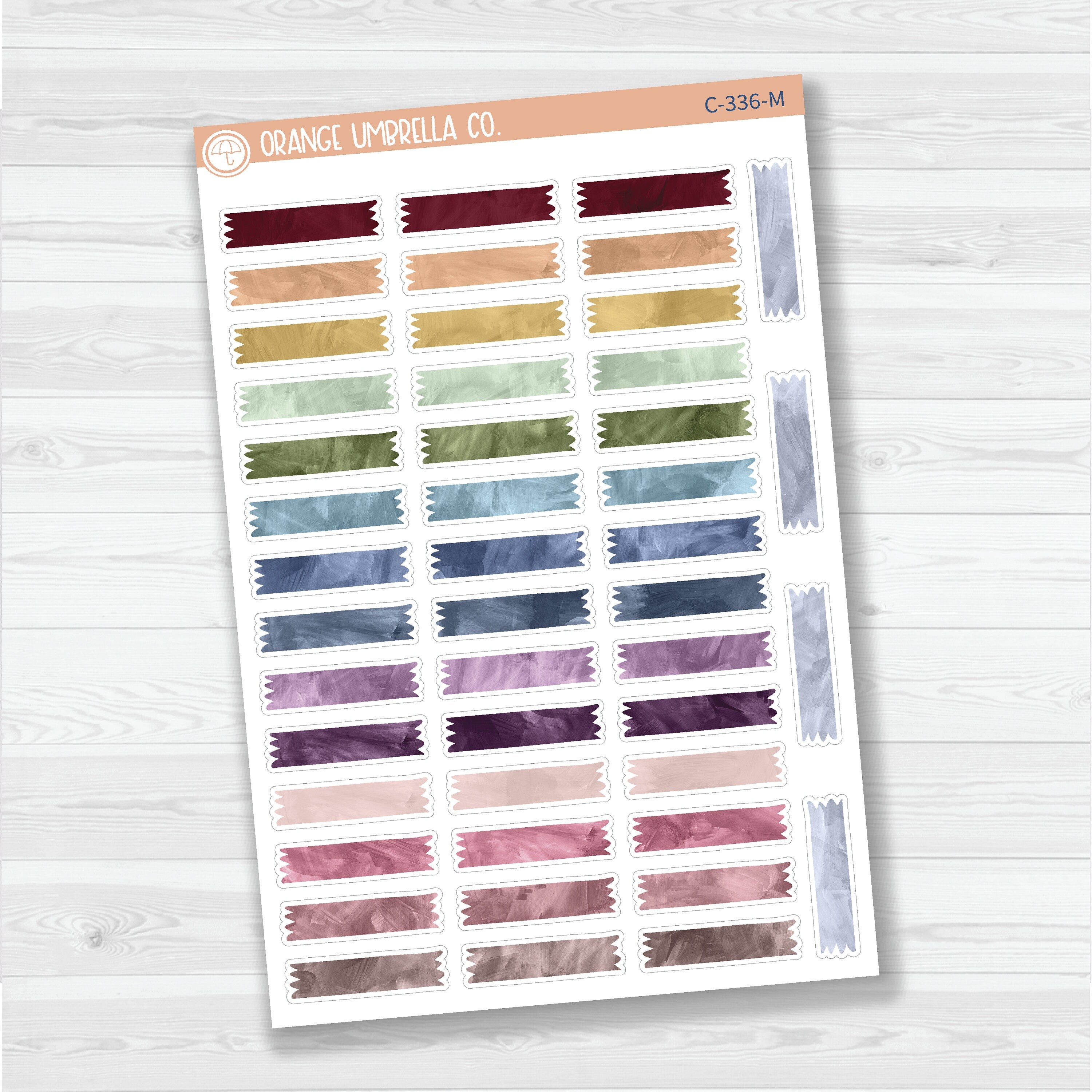 Washi Tape Torn Strips | Watercolor Deco Planner Stickers | C-336