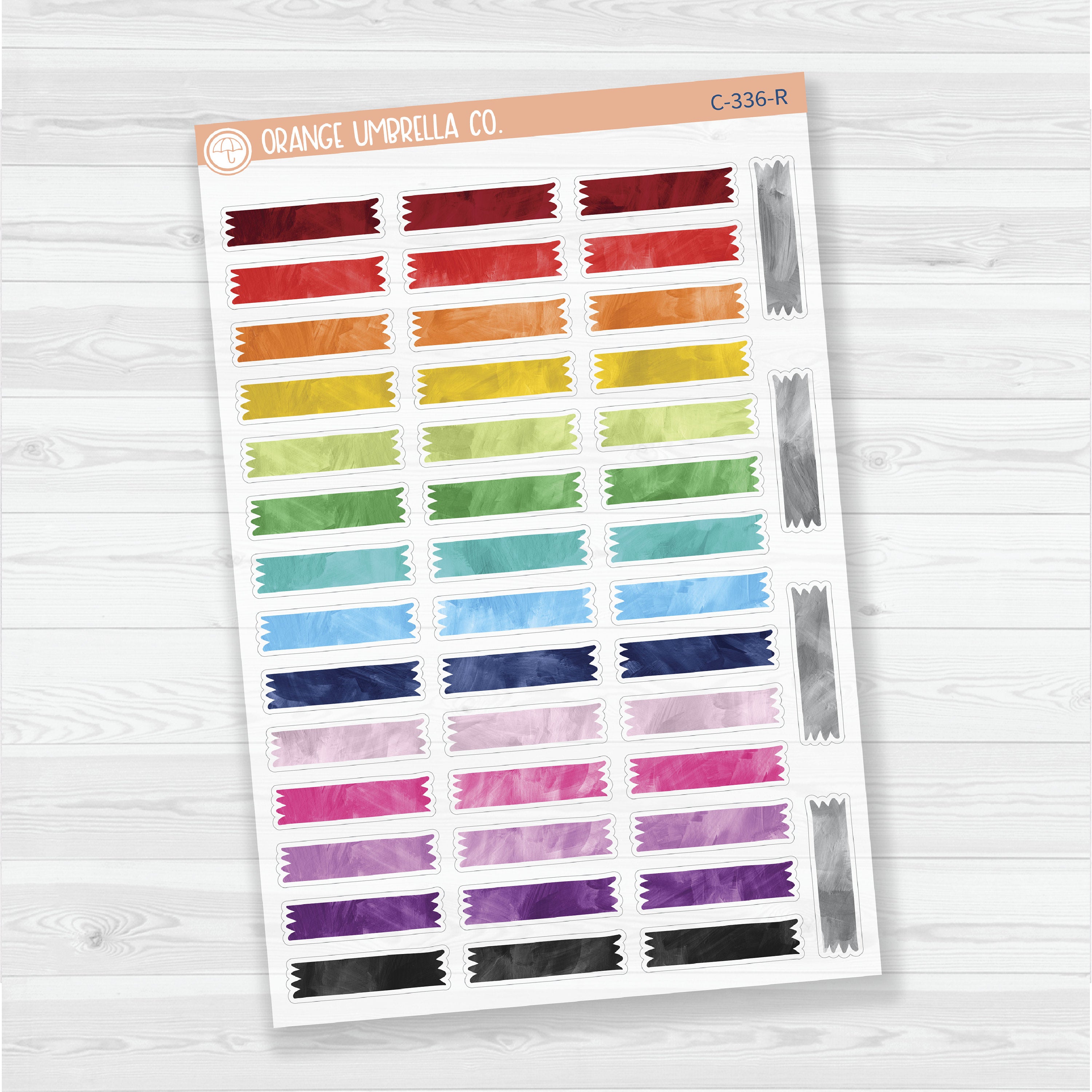 Washi Tape Torn Strips | Clear Matte Watercolor Deco Planner Stickers | C-336-CM