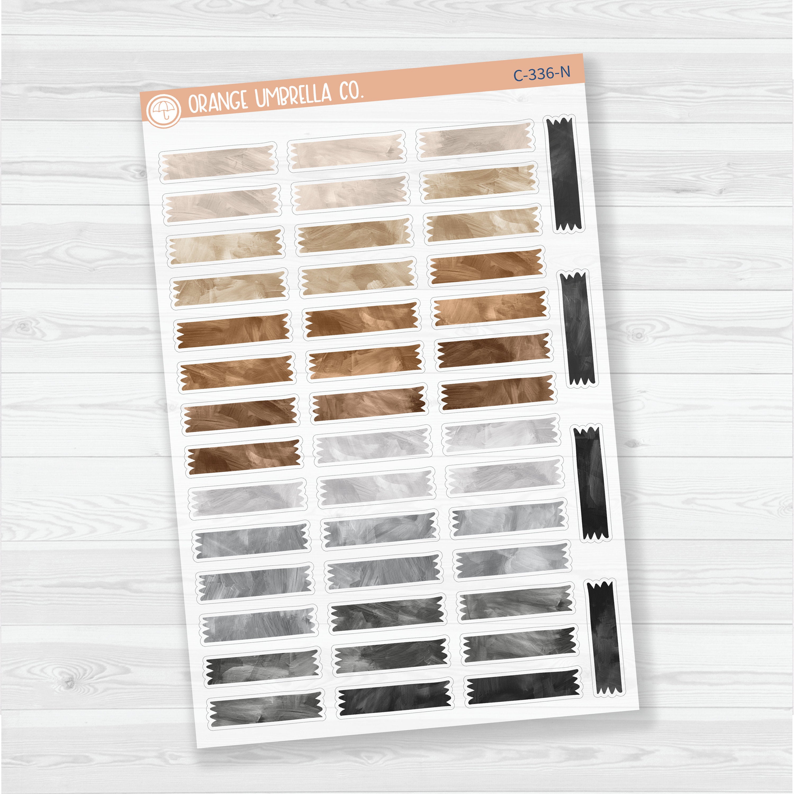 Washi Tape Torn Strips | Clear Matte Watercolor Deco Planner Stickers | C-336-CM