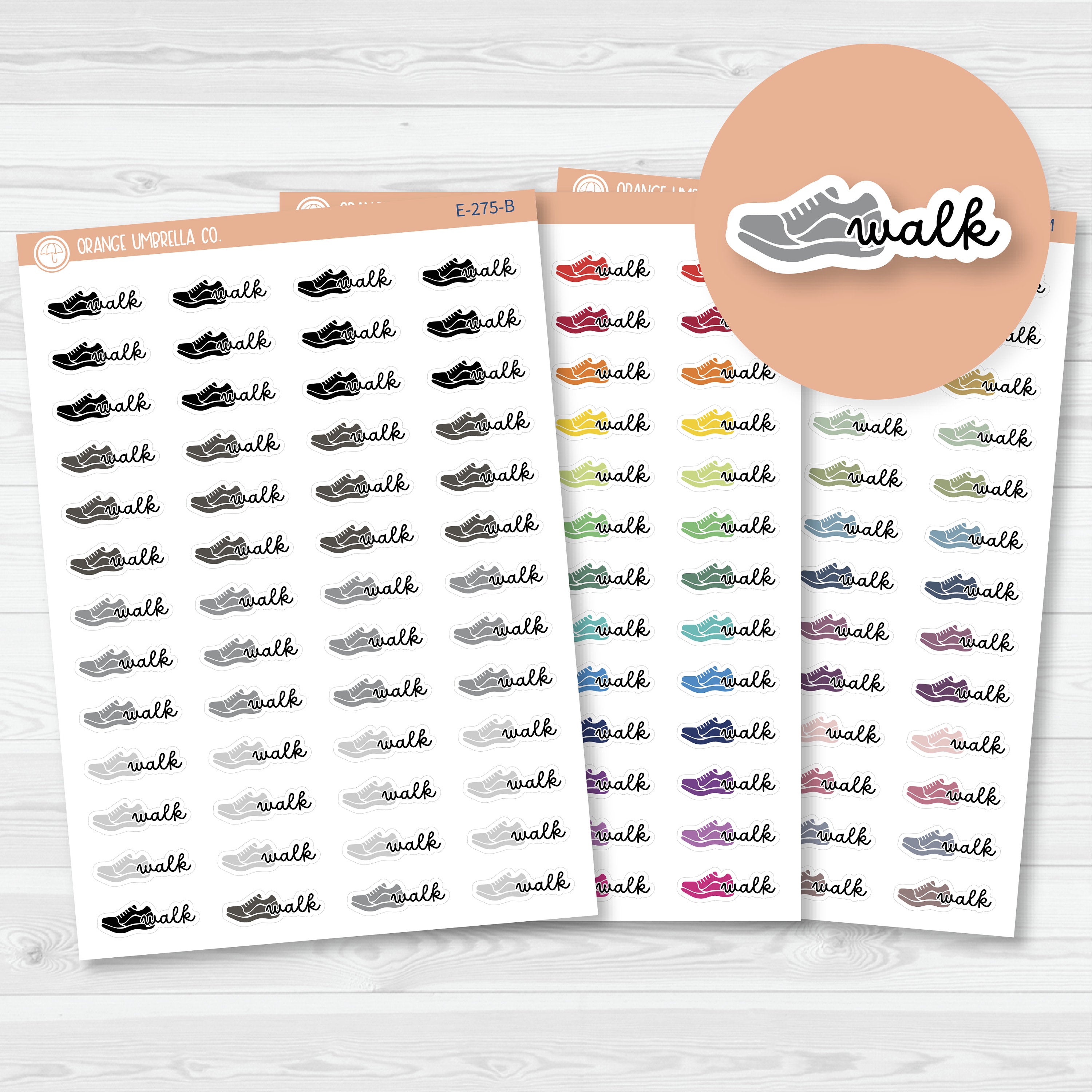 Walk Event Labels | Exercise Icon Script Planner Stickers | F16 | E-275