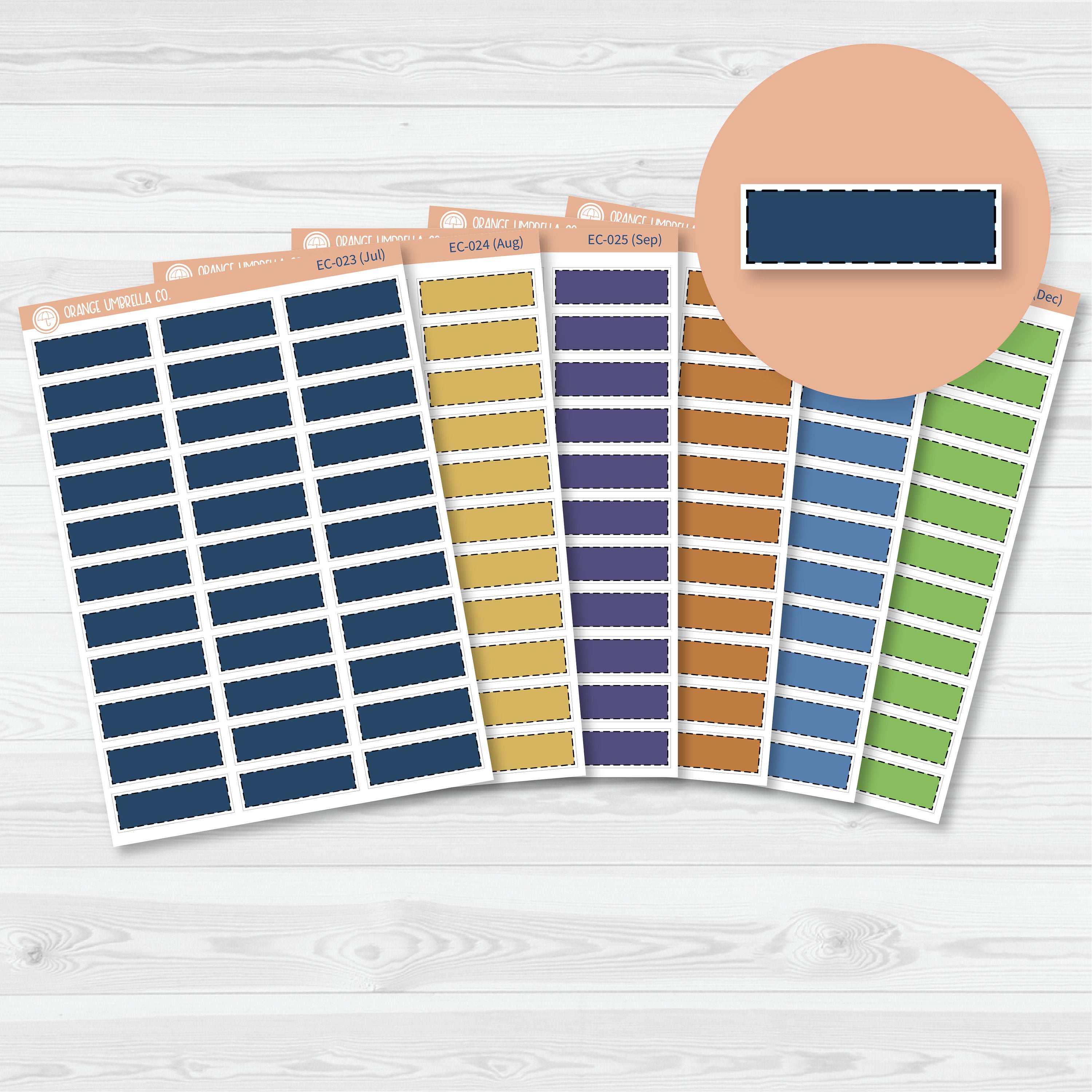 Stitched Quarter Box Label Planner Stickers | Erin Condren Palette | EC-023-028
