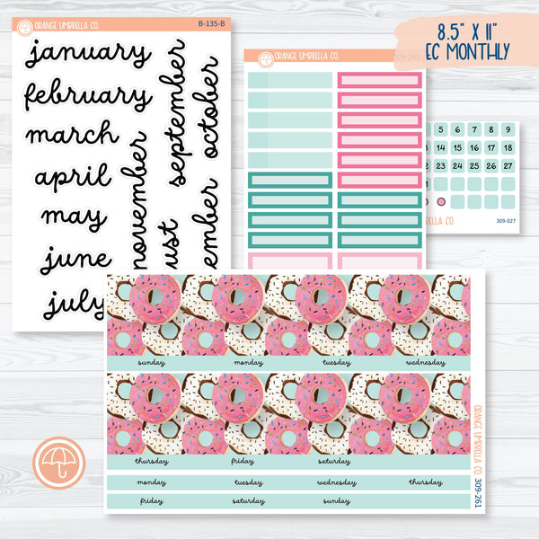 Donuts 8.5 ECLP Monthly Planner Kit Stickers | 309-261
