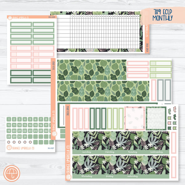 Optimistic | Botanical Spring 7x9 ECLP Monthly & Dashboard Planner Kit Stickers | 311-251