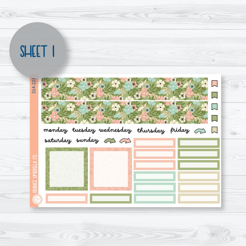 Spring Floral 7x9 Plum Monthly Planner Kit Stickers | Little Garden | 314-221