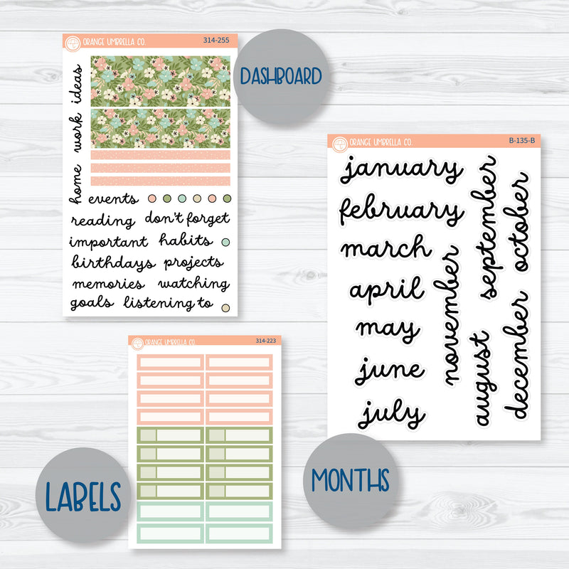 Spring Floral Kit 7x9 ECLP Monthly & Dashboard Planner Kit Stickers | Little Garden | 314-251