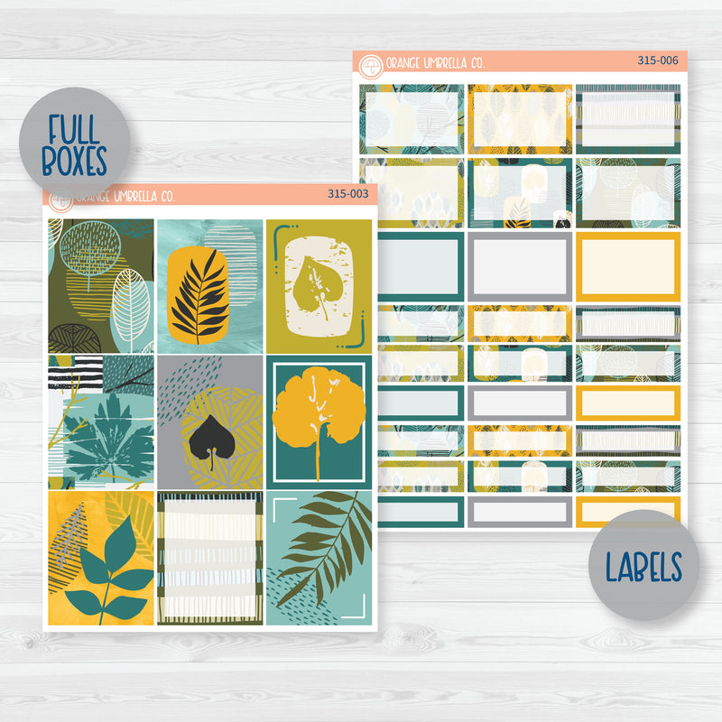 Botanical Retro Leaves | Weekly Planner Kit Stickers | Fresh Start | 315-001