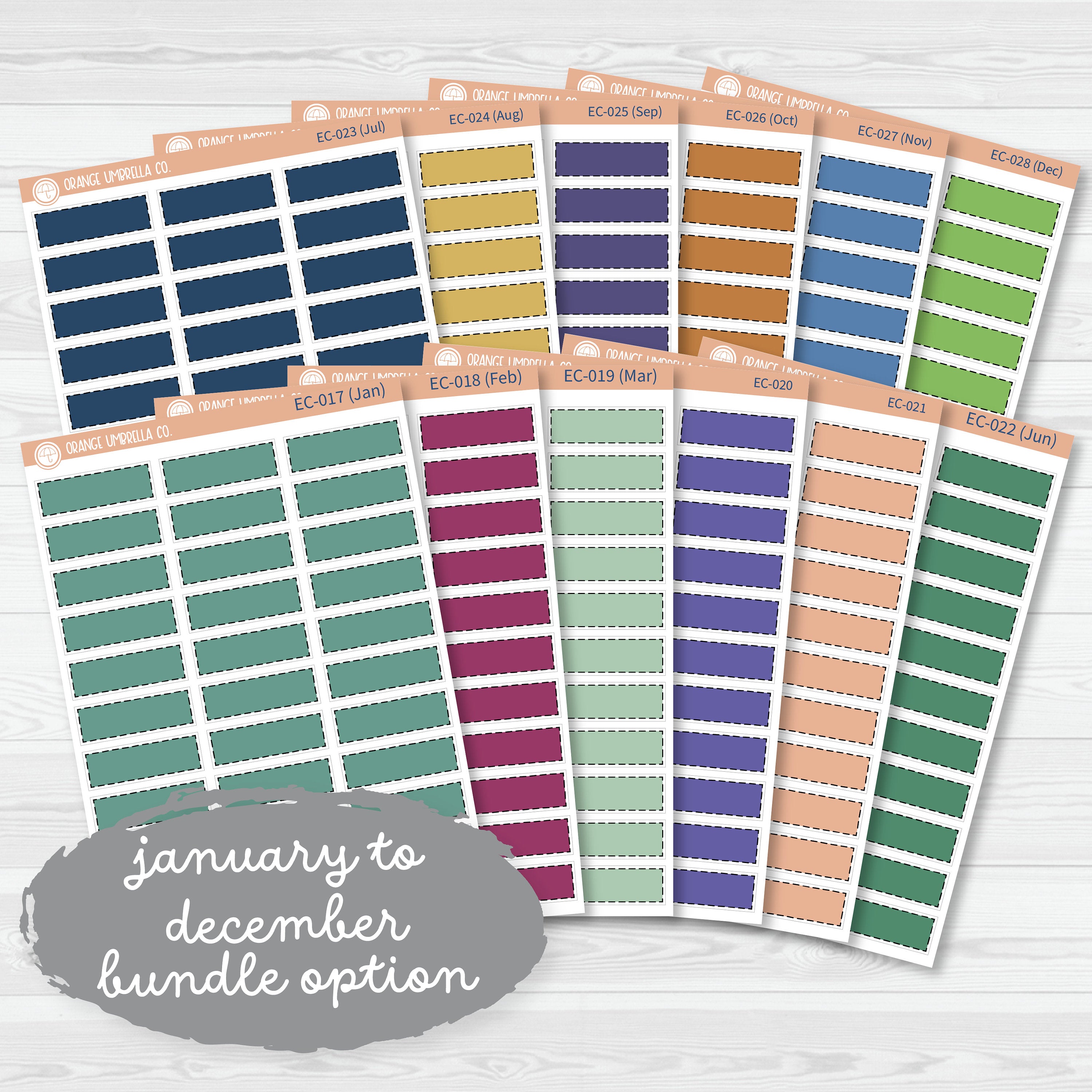 Stitched Quarter Box Label Planner Stickers | Erin Condren Palette | EC-023-028