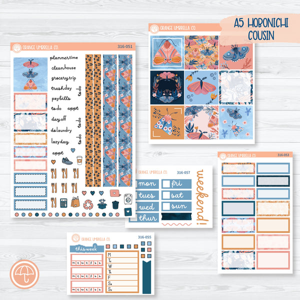 Spring Butterfly & Moths | Hobonichi Cousin Planner Kit Stickers | Flutter By | 316-051