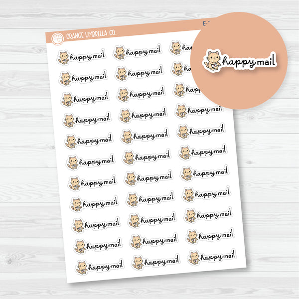 Happy Mail Cat | Spazz Hand Doodled Planner Stickers | E-285