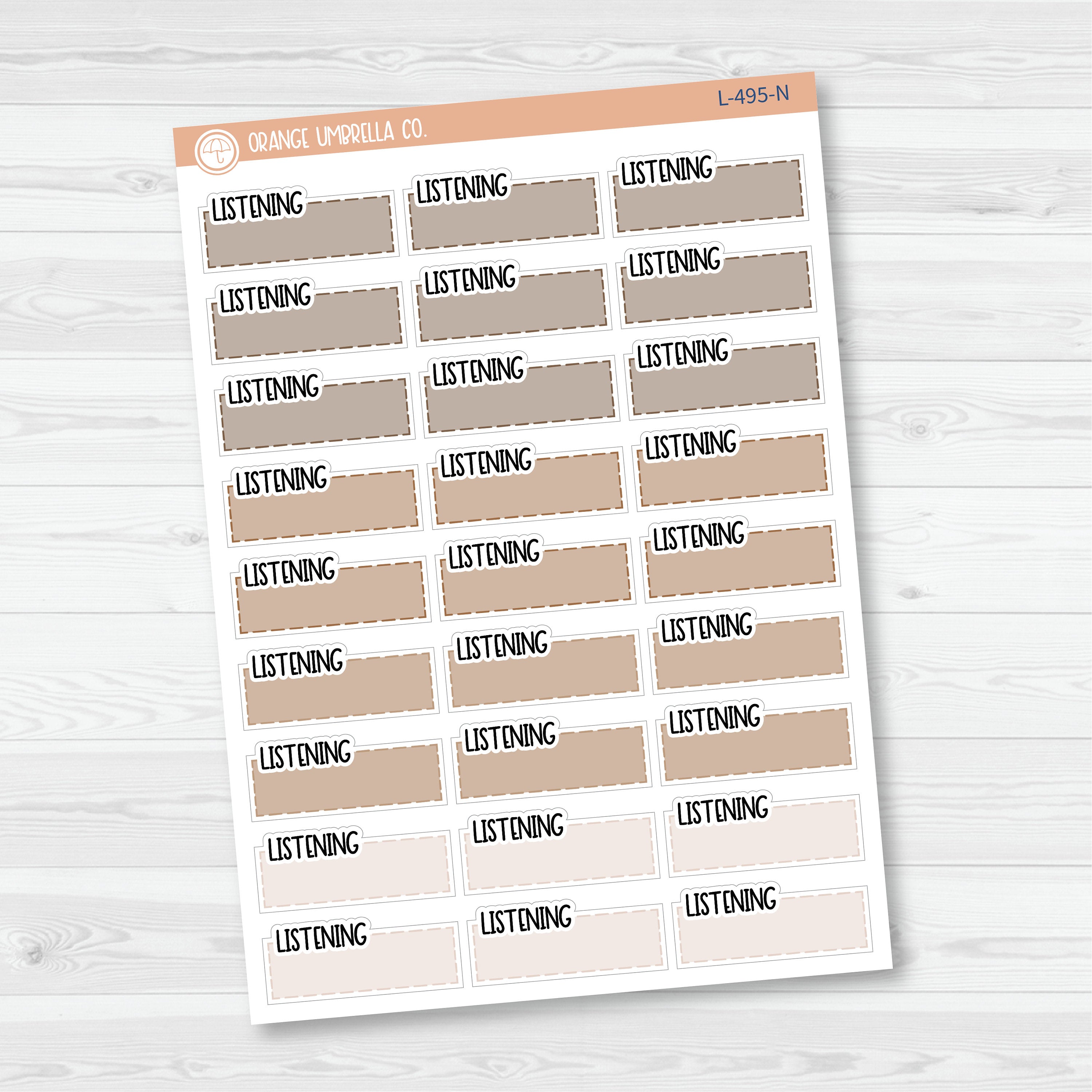 Listening Stitched Quarter Box Planner Stickers | Solid Color Labels | L-495