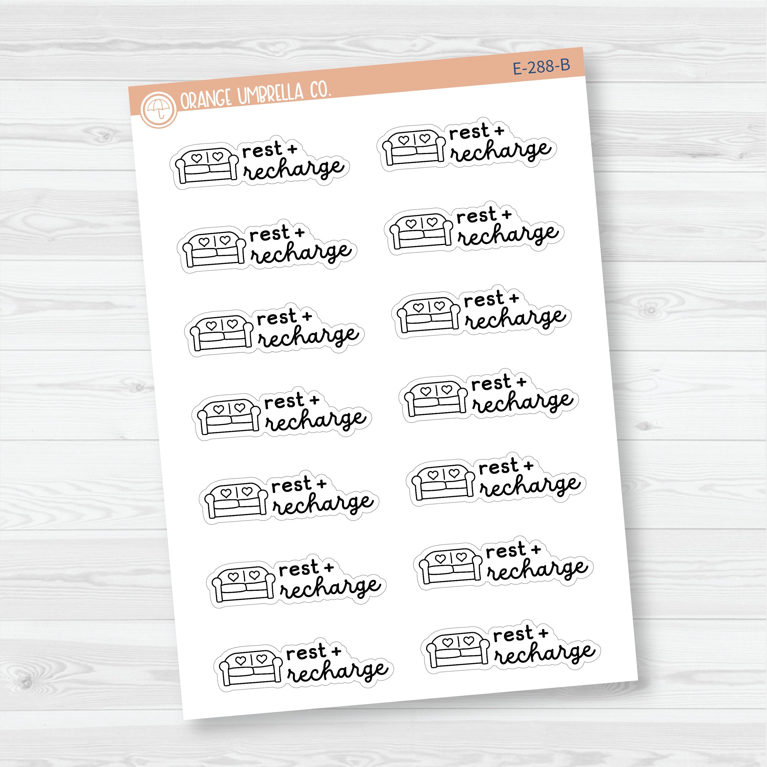 3/12-Rest + Recharge Planner Stickers | F16 | E-288