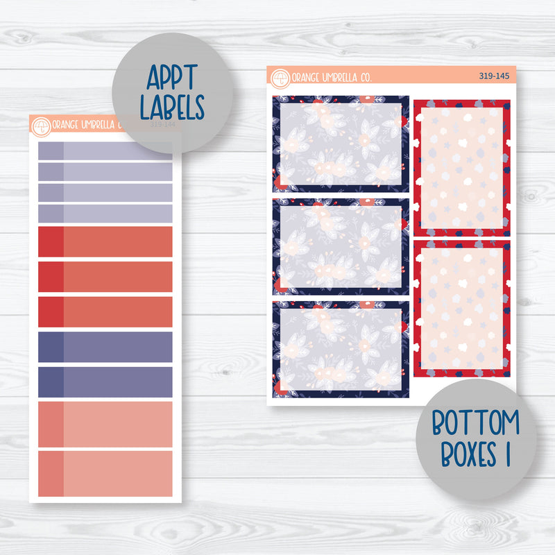 Floral Memorial Day Kit | A5 Plum Daily Planner Kit Stickers | Patriot | 319-141