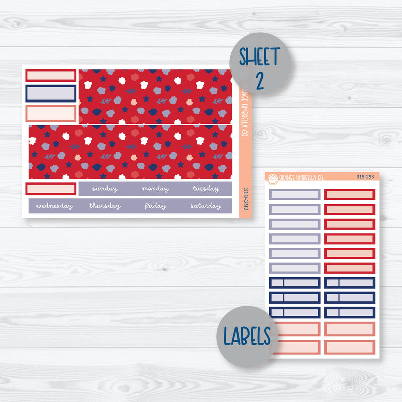 May Memorial Day Hobonichi Cousin Monthly Planner Kit Stickers | Patriot | 319-291