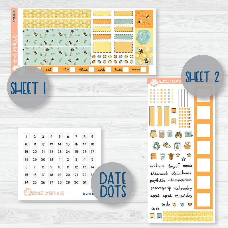 Summer Bumblebee Kit | Hobonichi Weeks Planner Kit Stickers | Buzzed | 320-071