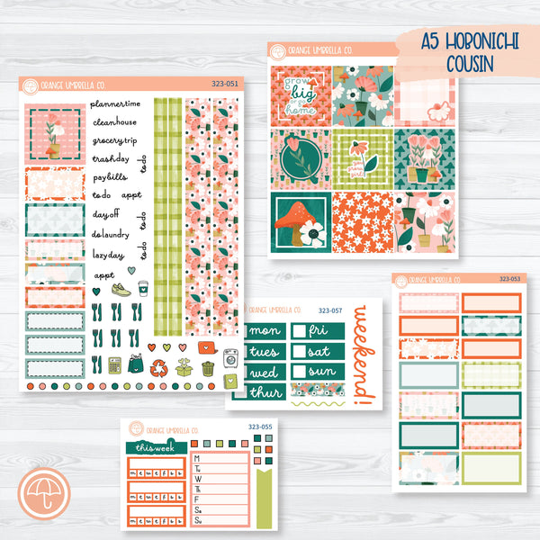 Summer Floral Kit | Hobonichi Cousin Planner Kit Stickers | Sprout | 323-051