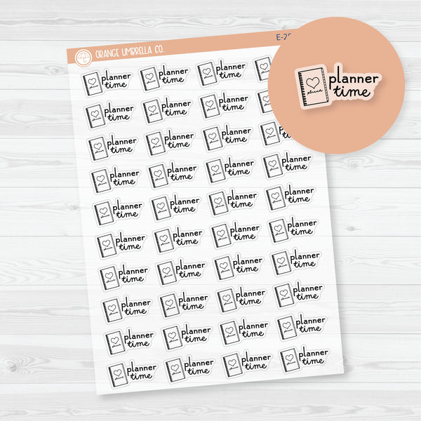 Planner Time Planner Stickers | Clear Matte Hand Doodled Labels | E-284-BCM