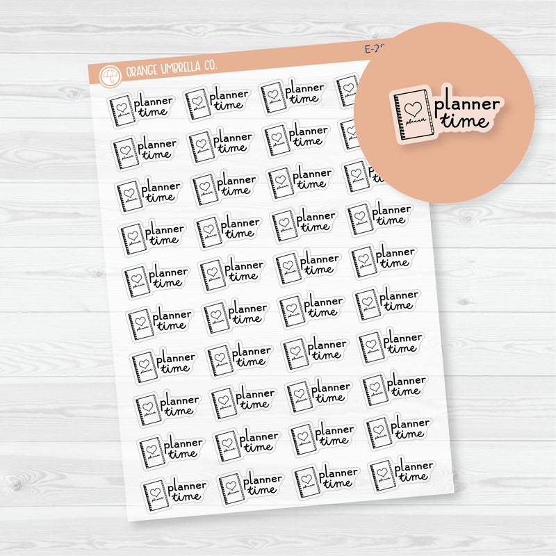 Planner Time Planner Stickers | Clear Matte Hand Doodled Labels | E-284-BCM