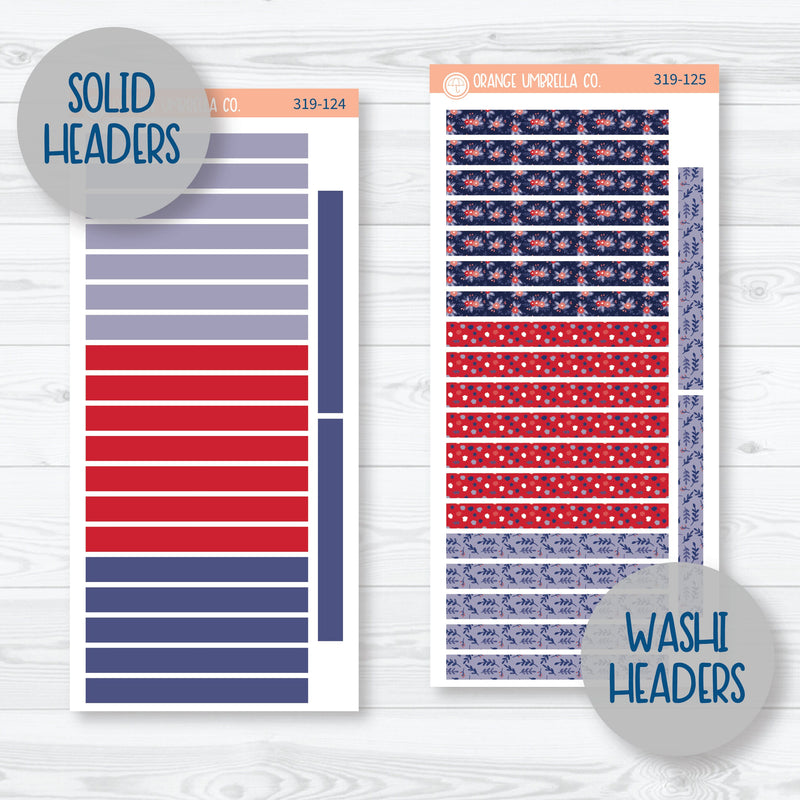 Memorial Day Floral Kit | A5 Daily Duo Planner Kit Stickers | Patriot | 319-121