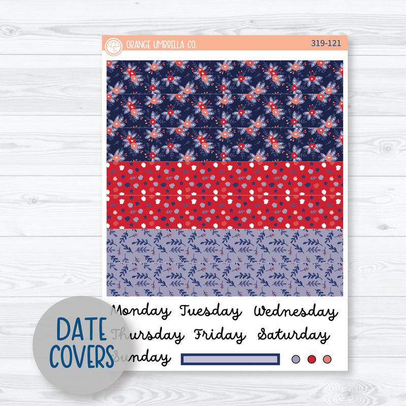Memorial Day Floral Kit | A5 Daily Duo Planner Kit Stickers | Patriot | 319-121