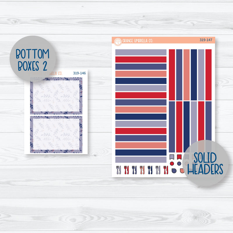 Floral Memorial Day Kit | A5 Plum Daily Planner Kit Stickers | Patriot | 319-141