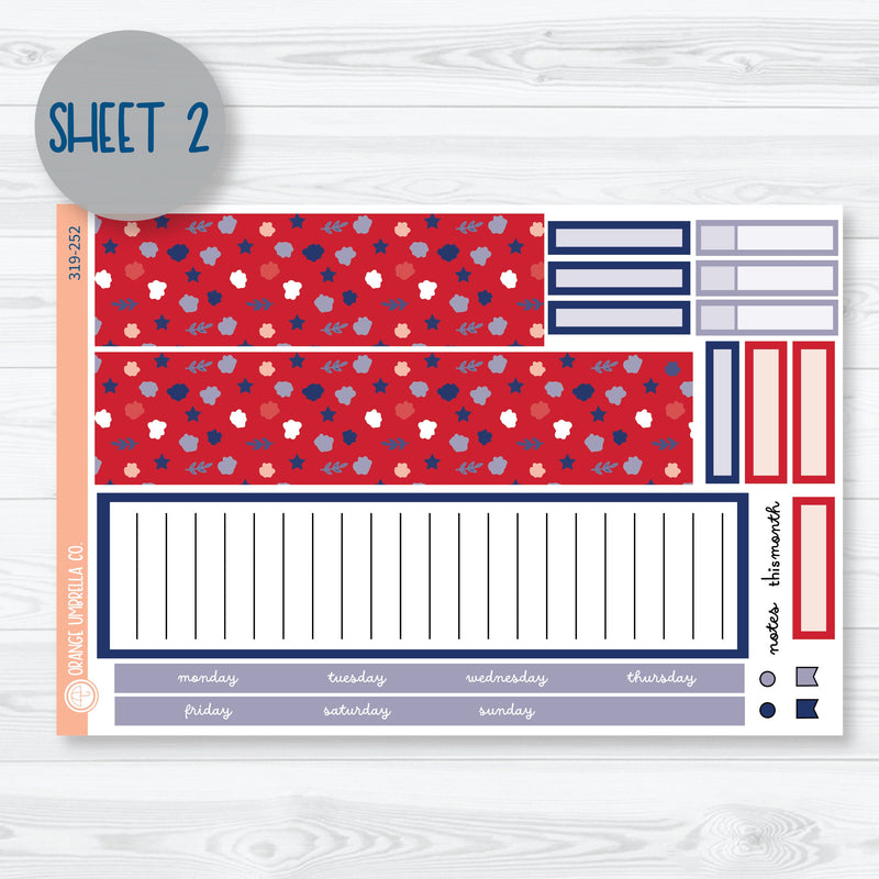 May Memorial Day | 7x9 ECLP Monthly & Dashboard Planner Kit Stickers | Patriot | 319-251