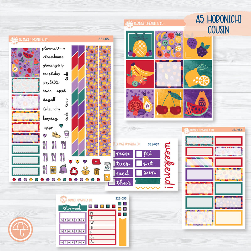 Bright Fruit Kit | Hobonichi Cousin Planner Kit Stickers | Jam Packed | 321-051