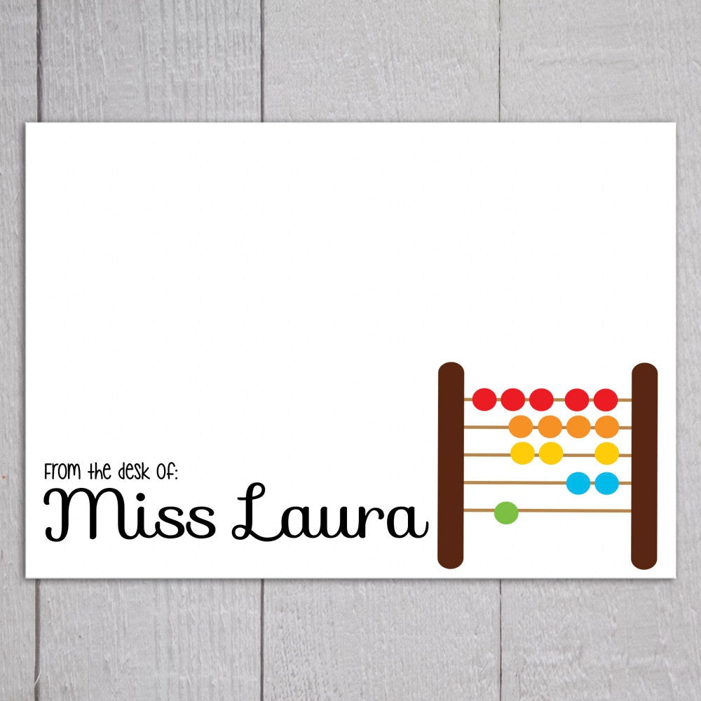 Teacher Note Cards - 24pk | Personalized Flat Note Cards | Teacher Gifts | Printed without Envelopes | NC-004