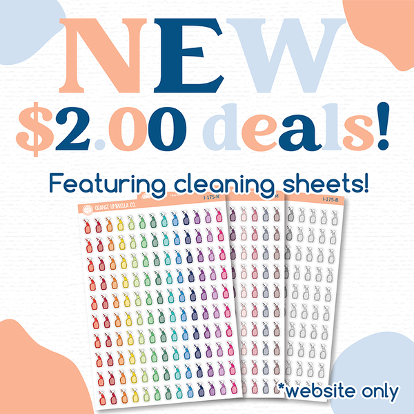 cleaning themed stickers on sale for $2.00 a sheet