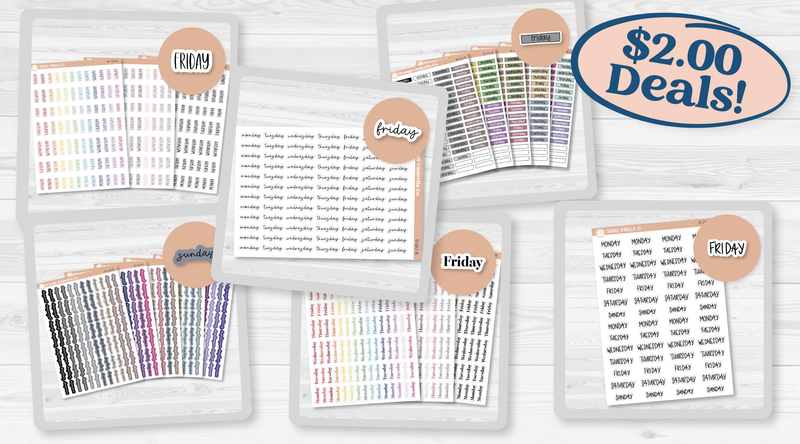 This Week’s $2.00 Deals | Days of the Week Stickers