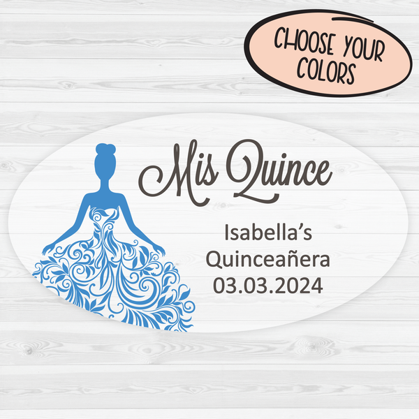 Mis Quince Quinceanera Clear Transparent Oval Birthday Celebration Favor Stickers, Quinceanera Favor Labels (#027-OV-C)